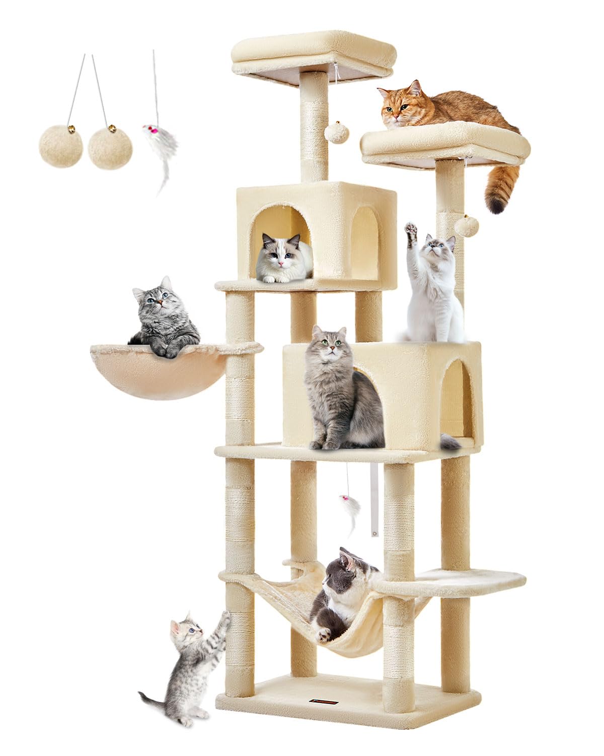 Amazon | Taogimiao キャットタワー 高さ170cm 大型猫用 多頭飼い対応